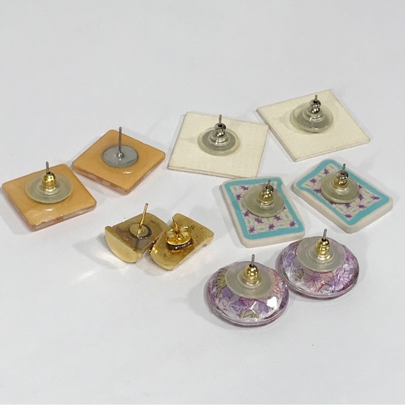 Folkart Bobbin Resin Dried Flower Needlepoint Quilt Novelty Kitsch Earring Lot - Picture 8 of 16